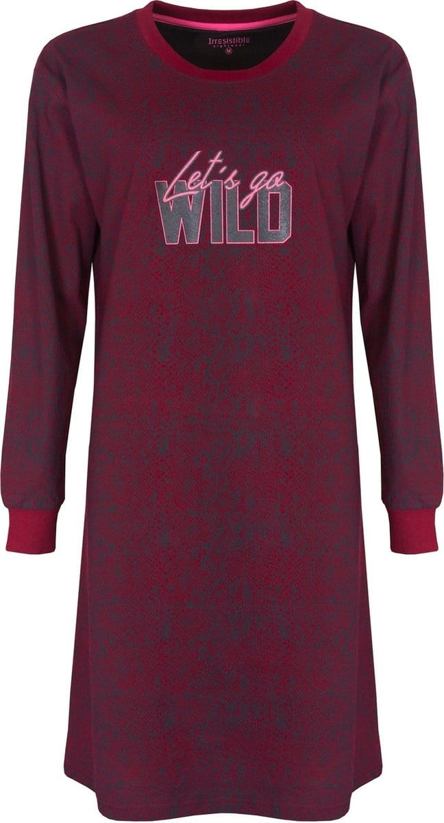 Irresistible Dames Nachthemd - Ronde Hals - Bordeaux Rood - Maat L