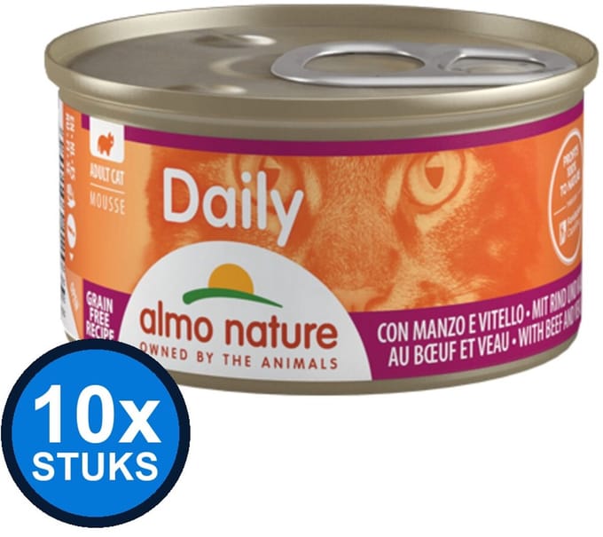 10x Almo Nature Daily - Kattenvoer Natvoer Blik - Mousse - Rund - 85g