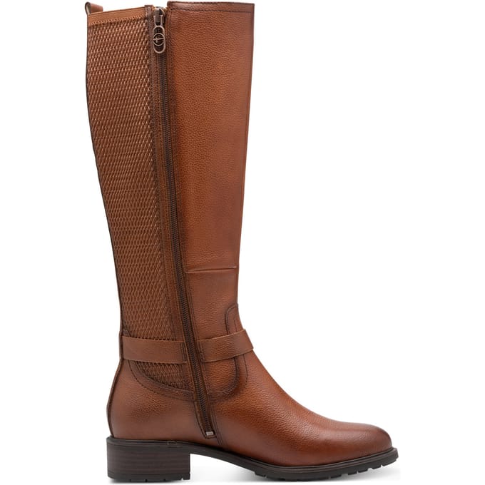 Tamaris Dames Cognac Bruine Leren Kniehoge Rijlaarzen