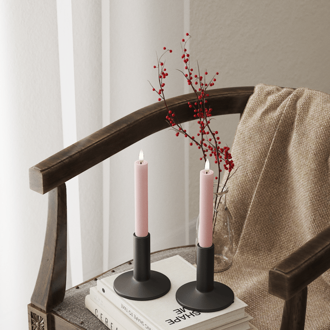 Luxe LED kaars - Light Pink LED Dinner Candle D2,2 x 15 cm (2 pcs.) - net een echte kaars! Deluxe Homeart