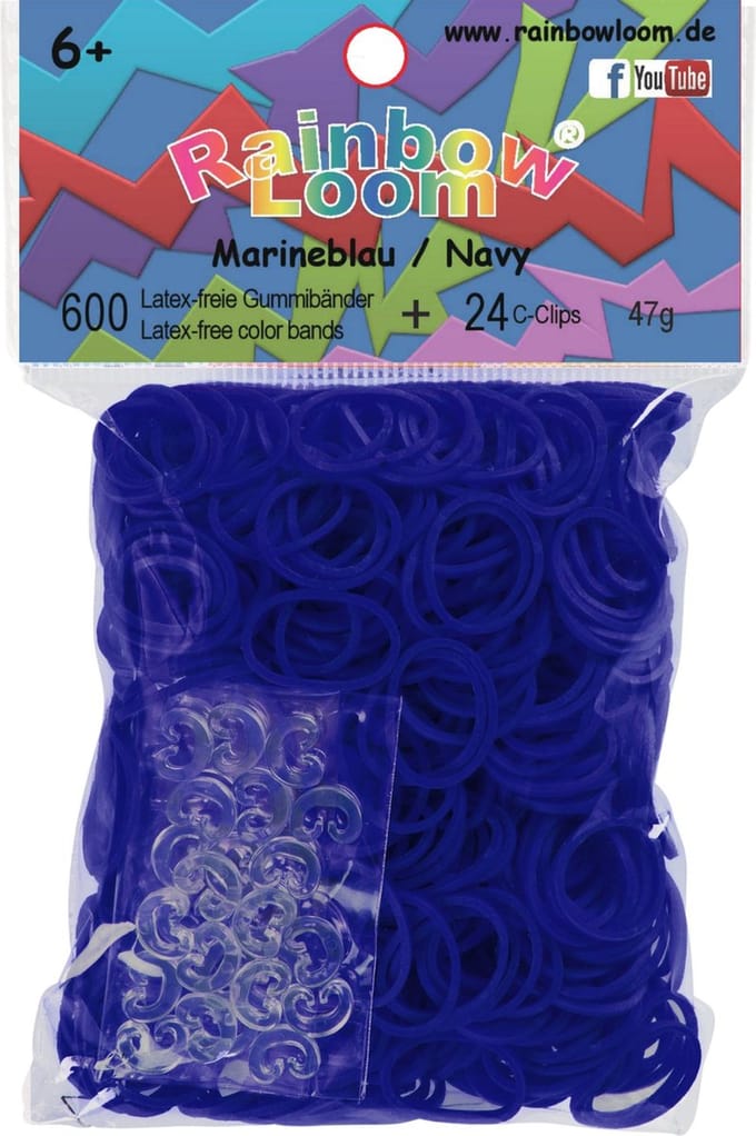 Rainbow Loom Elastiekjes - Marine Blauw Met 24 Clips