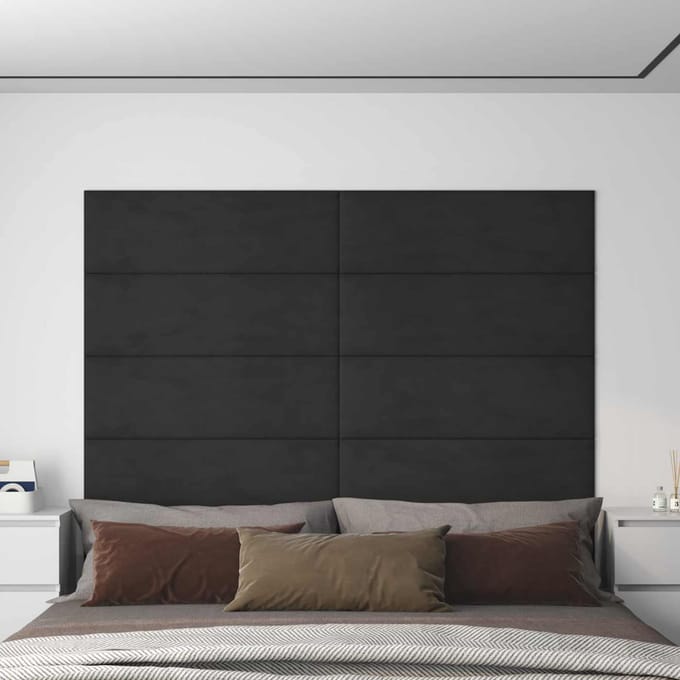 vidaXL - Wand - Hoofdbord - 12 - st - Zwart - Fluweel