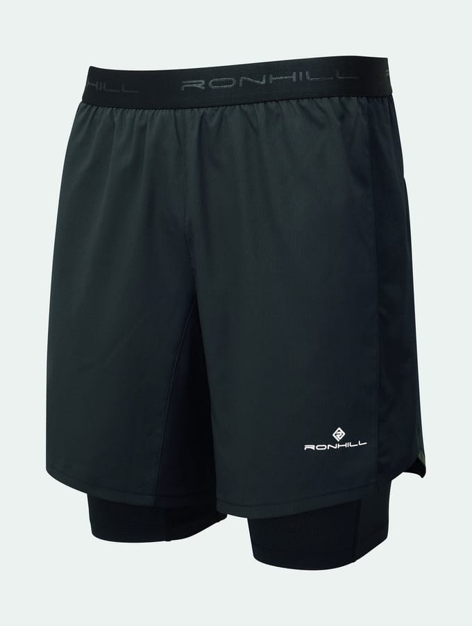 Ronhill | Heren | Tech 7" Twin Short | Tweelaagse Hardloopshort | Zwart | Maat S
