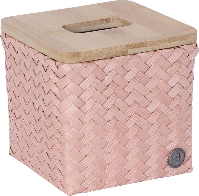 Tissue box - Tissue houder - Tissue doos - Zakdoek doos - Bamboe deksel - Handed By Top Fit square - roze, copper blush