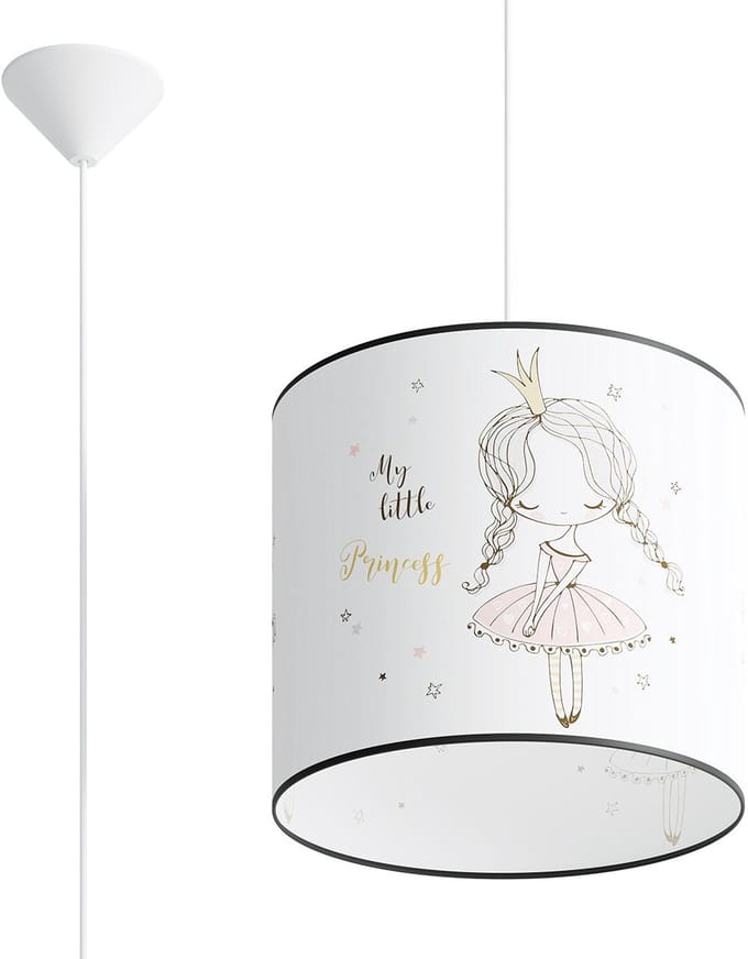 Hanglamp PRINCESS 30 met prinsessenprint voor de kinderkamer - Sollux Lighting - IP20 - Veelkleurig pvc behuizing - 30 x 30 x 95 cm - 1 x E27 LED, exclusief lichtbron - Max. 15 W - Moderne hanglamp voor gang, kinderkamer en slaapkamer