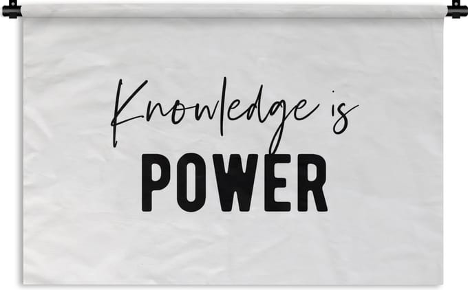 Wandkleed - Wanddoek - Quotes - Kennis - Leren - Studenten - Studeren - 90x60 cm - Wandtapijt