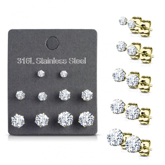 Voordeelset oorbellen diverse groottes - goud - LMPiercings