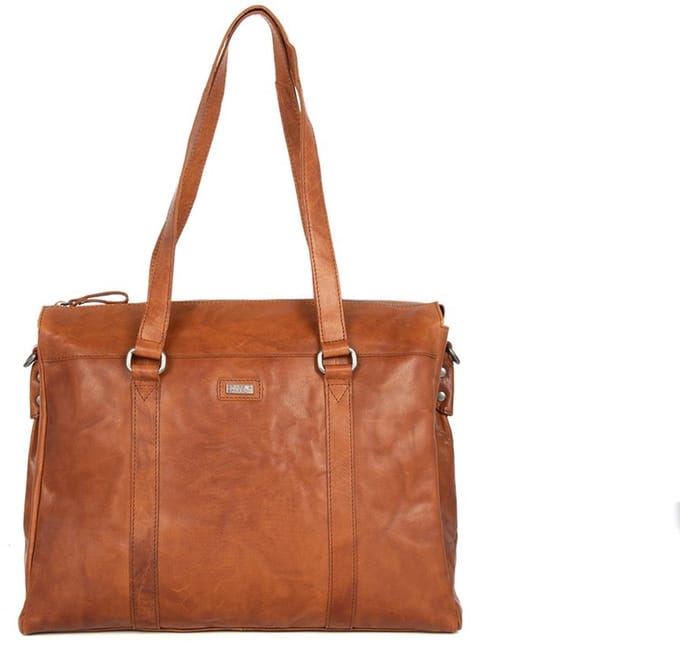 Leren Laptoptas met tabletvak - 15.6 inch - California - Brandy Cognac