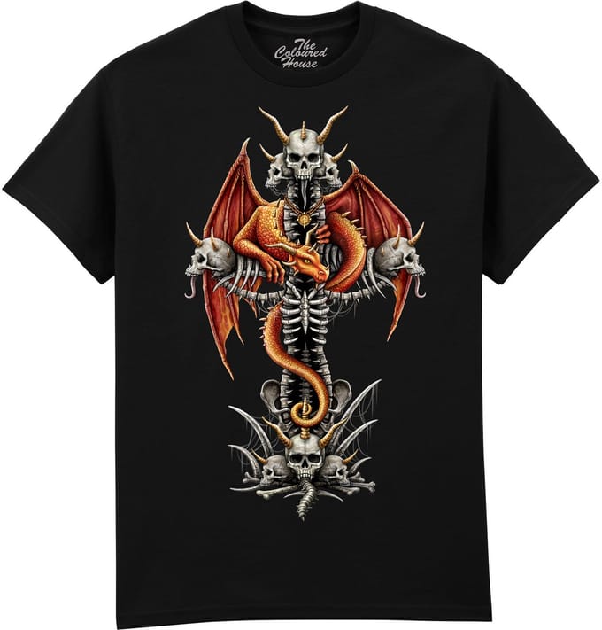 Dragon Skull Cross The Coloured House T-shirt S