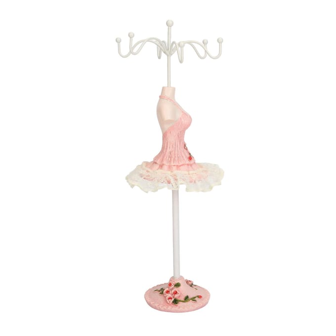 Oorbellen Ketting Prinsessenjurk Standaard Display Hars Menselijk Model Sieraden Organizer Roze roze