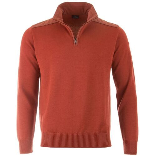 Paul & Shark Trui Wool Half Zip Typhoon 4x4 Contrasts Brick / male