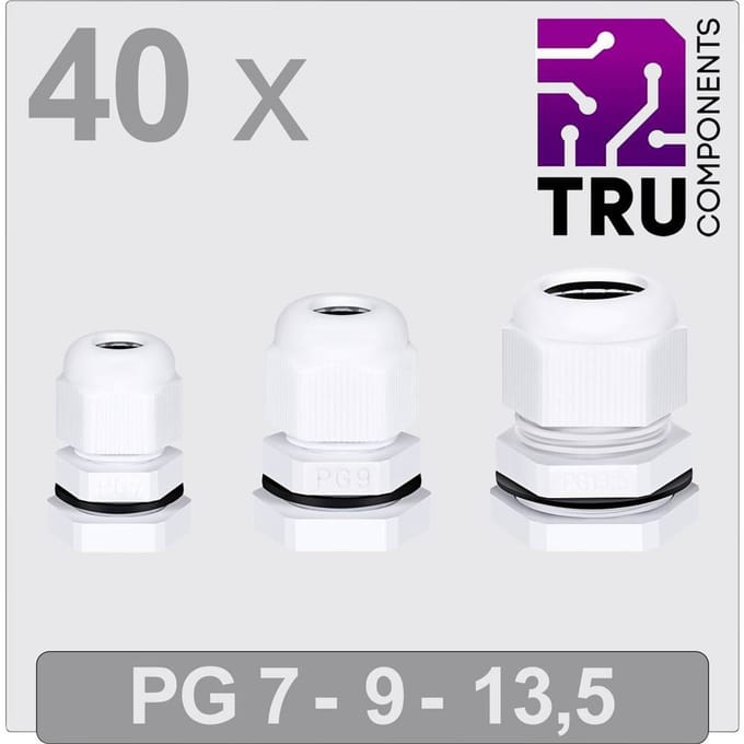 TRU COMPONENTS TC-13448636 Wartel PG7, PG9, PG13 Polyamide Wit 40 stuk(s)