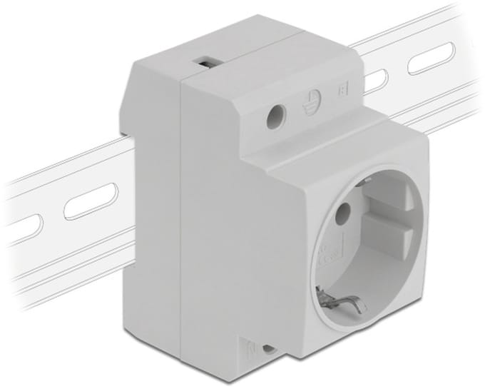 Delock Power Socket with a Side Grounding Contact for DIN Rail