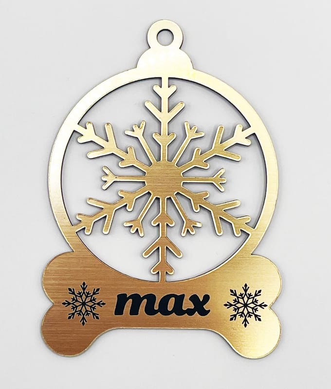 Kerstbal Hondenbot - Goud metallic-zwart - Gepersonaliseerd voor je hond