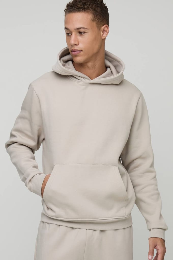 Tall Essential Boxy Over the Head Hoodie | Stone | Size Medium