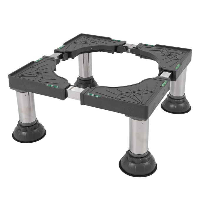 Base de Support de Machine à Laver Acier Inoxydable Caoutchouc Longueur Hauteur Réglable Socle de Lave-Linge pour noir