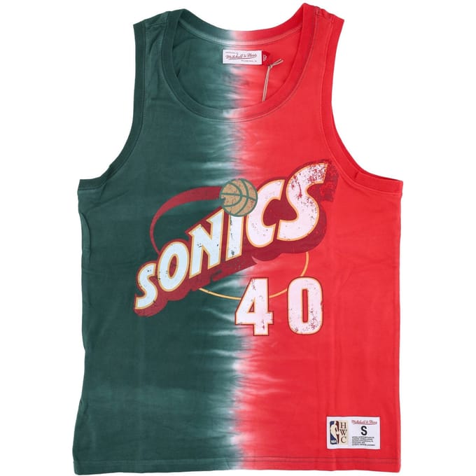 NBA Verticale Tie Dye-tanktop Hardwood Classics nr. 40 Shawn Kemp Seasup voor heren