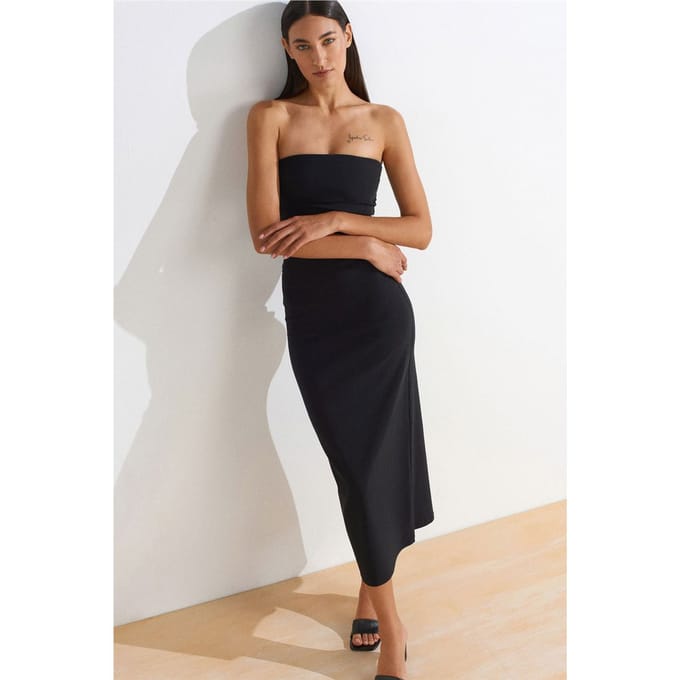 Strapless Bodycon Midi-jurk met Split