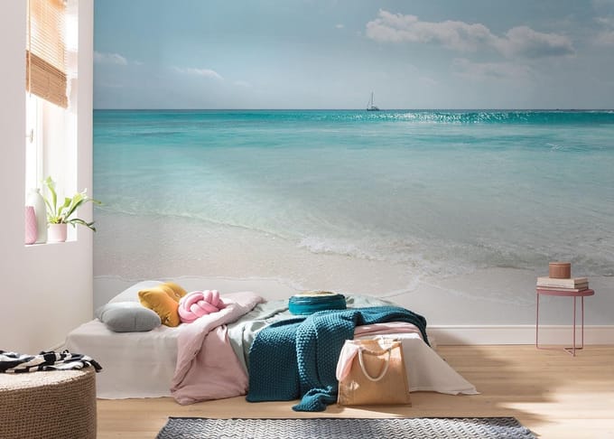 Fotobehang Azur Ocean - Blauw - 25m X 400cm
