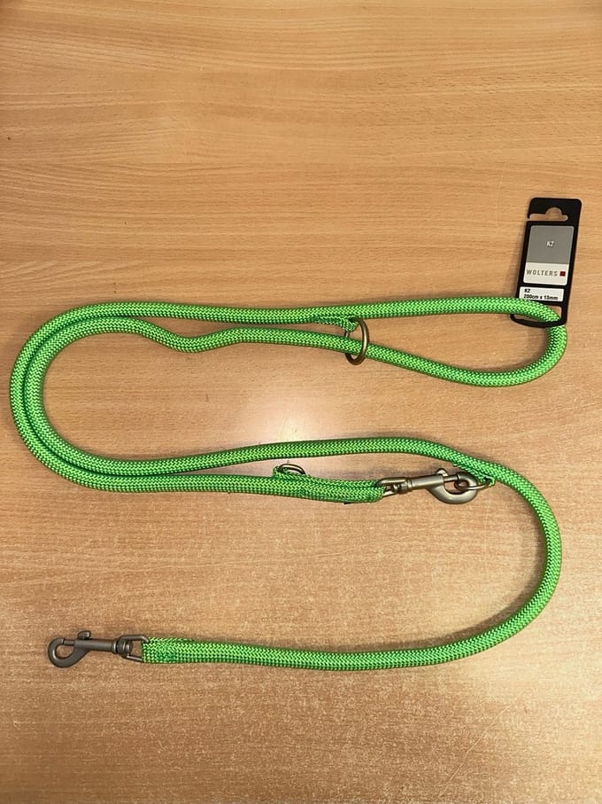 Wolters k2 verstelbare hondenriem nylon 200cm x 13mm neon groen