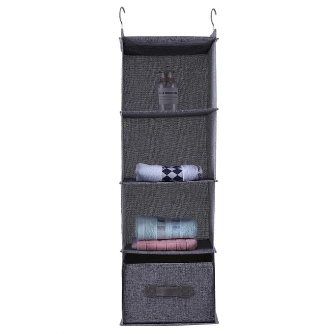 Hangende Kast Organizer Kleding Opberg Houder 4 Planken met Lade (Grijs) black
