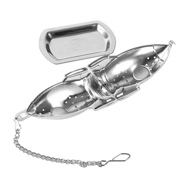 Schattige roestvrijstalen losse thee blad infuser bal zeef filter diffuser kruiden specerijen raket gray