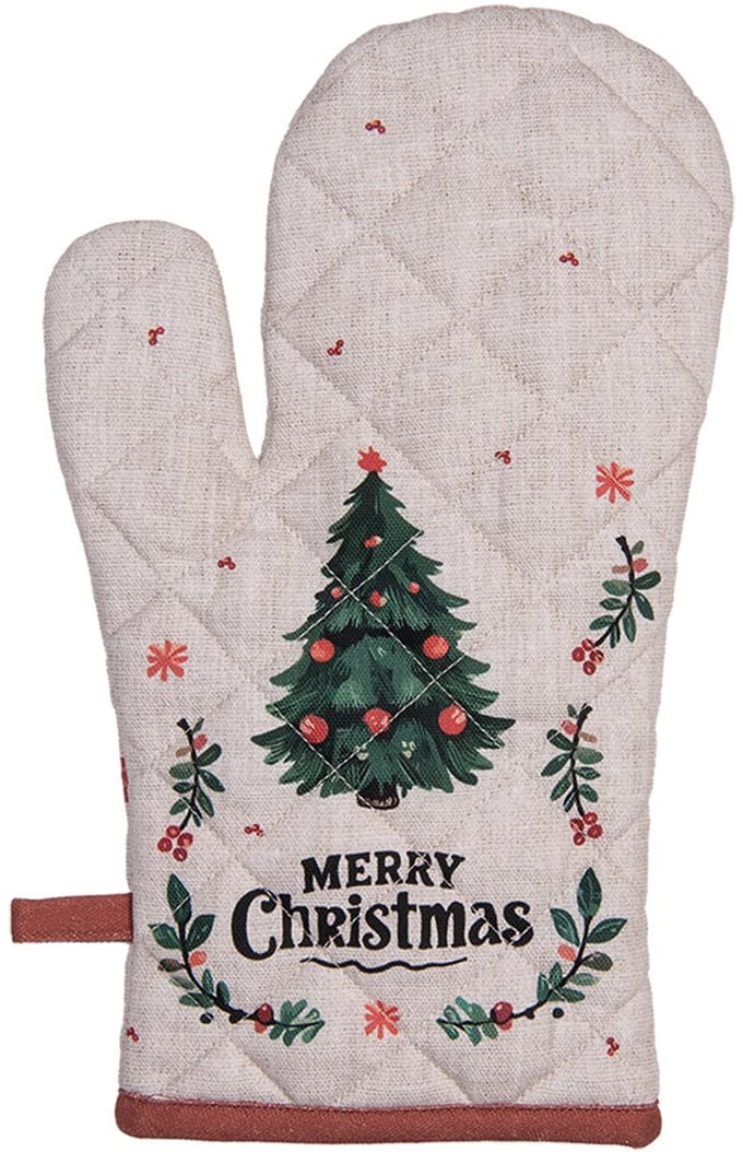 Clayre & Eef Ovenwant 18x30 cm Beige Katoen Kerst