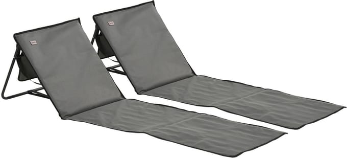ZYLARO Strandmat Opvouwbaar - Set van 2 - Strandstoel Verstelbaar - Grijs