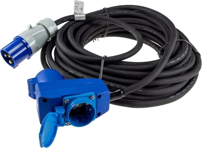 CEE Verlengkabel 15 Meter Zware Rubberkabel IP44 voor Caravan en Camping