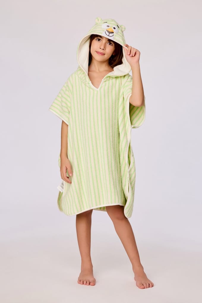 Woody poncho unisex - groen gestreept - 261-10-BCA-B/919 - maat 2 (70cmx70cm)