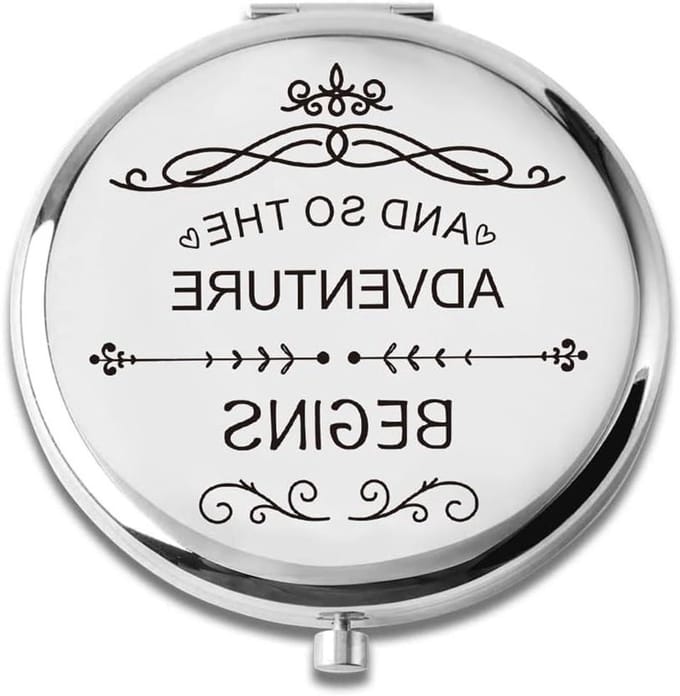 Compacte Spiegel - Make-up spiegel - Dagelijks gebruik - Inspirerende tekst - 6.3 x 6.9 cm - Zilver