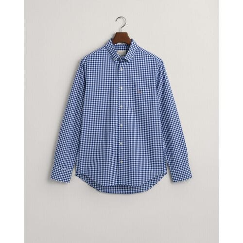 Gant Overhemd Gingham Check Poplin Button Down College Blue / male