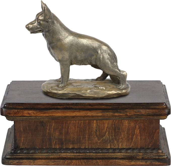 Elegante urn hond voor hondenas met Duitse Herder beeldje