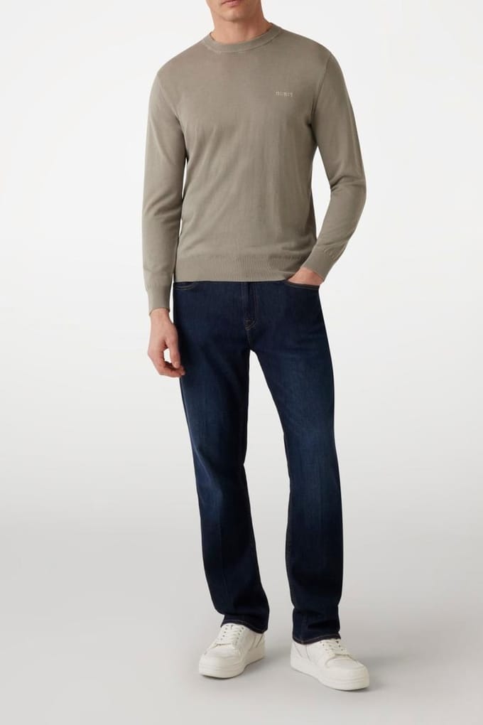 GUESS  Eco Chesley Washed Ls Cn Sage Plant Größe: S | Pullover Outlet | Herren | Grün