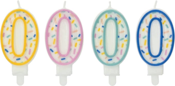 Folat - Kaars Sprinkles Cijfer 0 Assorti - 9 cm