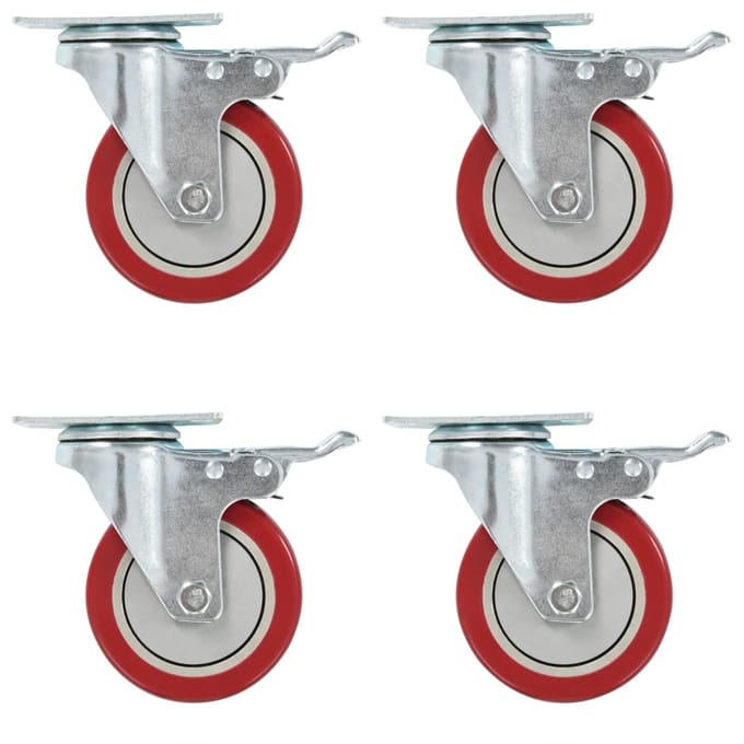 vidaXL - Zwenkwielen - met - dubbele - remmen - 4 - st - 100 - mm
