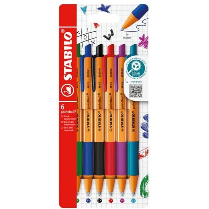STABILO pointball - Balpen - Navulbaar - Etui Met 6 Kleuren