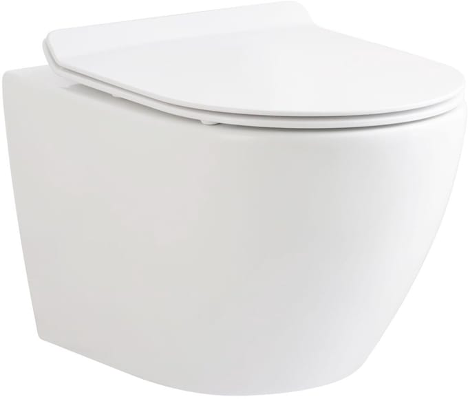 ALONI ECO hangtoilet – randloos – compact 49 cm – duroplast zitting – softclose – quick release – glanzend wit