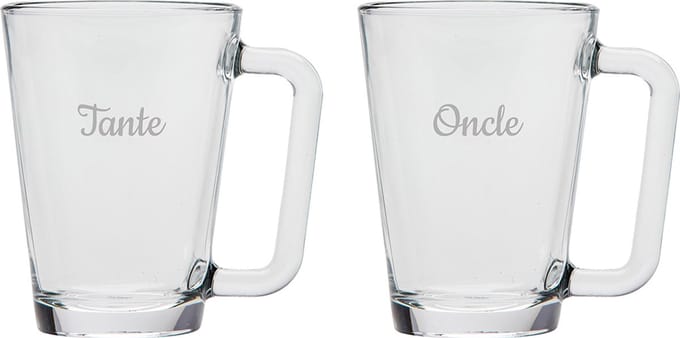 Theeglas gegraveerd - 26cl - Tante & Oncle