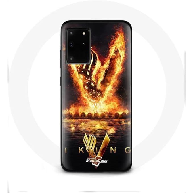 Coque - Vikings - Samsung Galaxy S11 Plus - Logo V Epée de Feu - Noir - Rigide noir