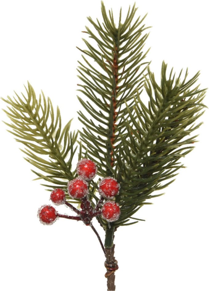 Decoris kersttak/dennentak - groen met bessen - 21.5 cm