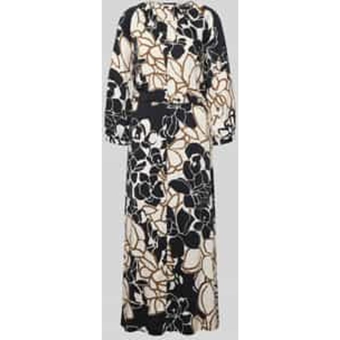 midi-jurk van zuivere viscose met florale all-over print