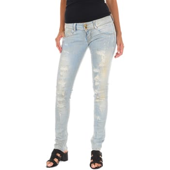 Lange denim broek versleten en gescheurd effect 10DB50130 vrouw