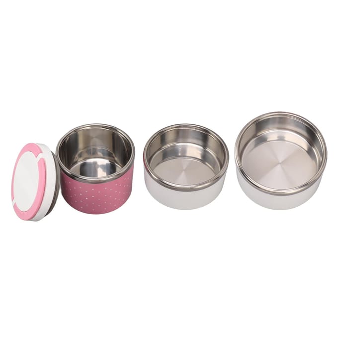 Stapelbare Thermische Lunchcontainer van Roestvrij Staal Lekdicht Behoudt Versheid Draagbaar Thermisch L(for 6.5-9kg) roze