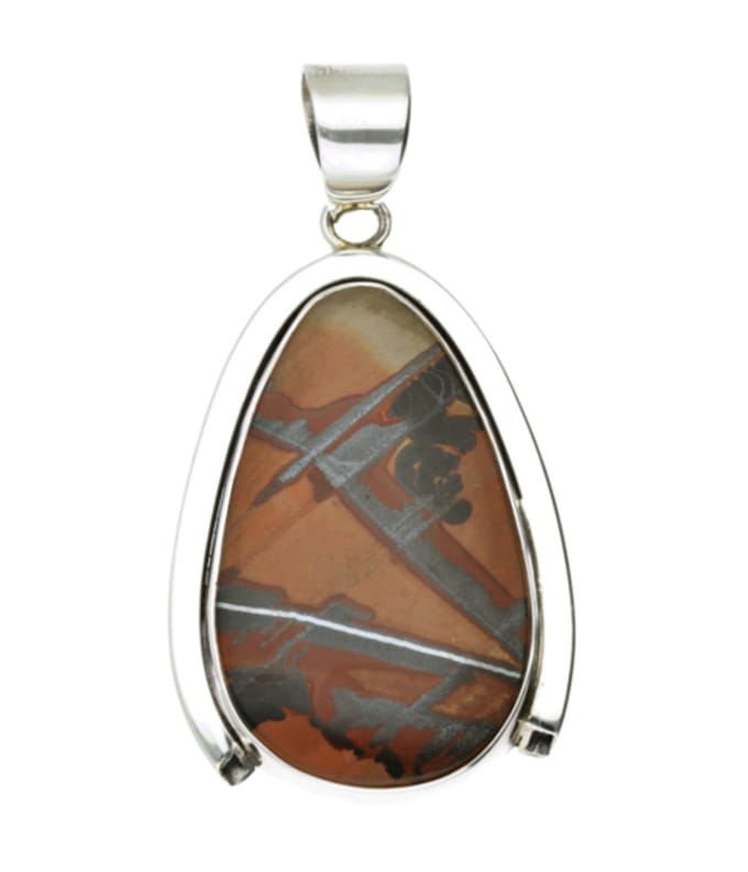 Zilveren Indian Paint Jaspis edelsteen vrije vorm XL hanger