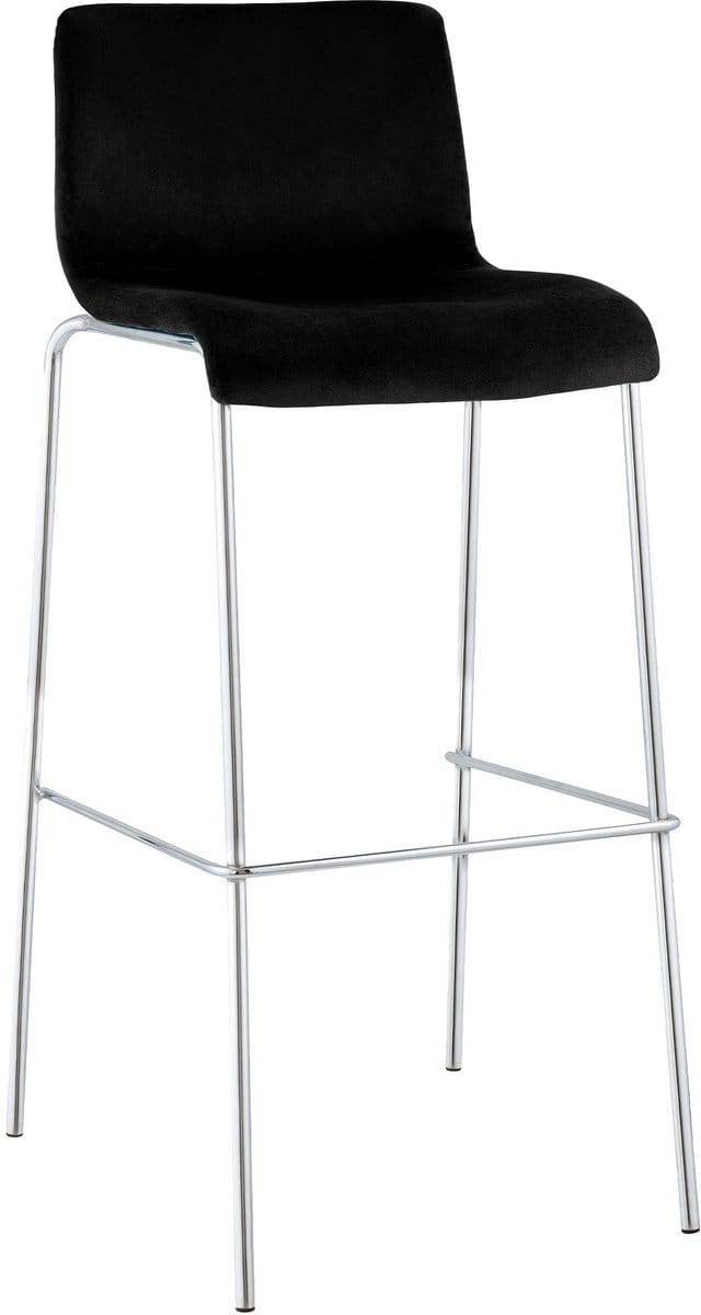 CLP Barkruk Hover - met rugleuning - vierpoot frame Chroom - velvet - fluweel - zwart/chroom