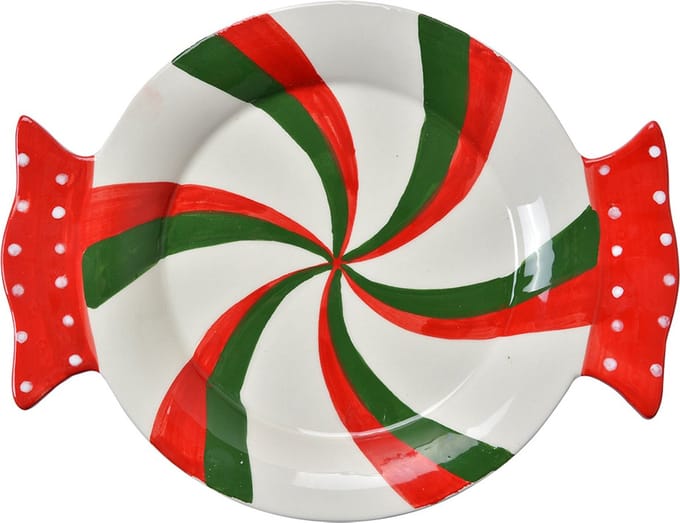 Clayre & Eef Schaaltje 27x20x3 cm Rood Groen Keramiek