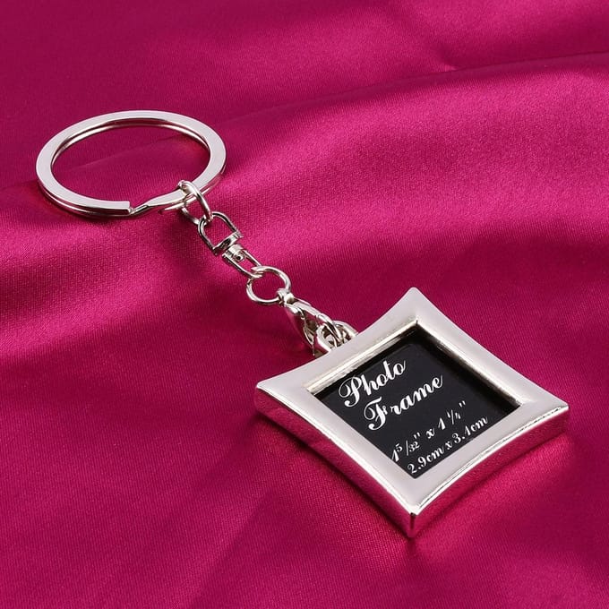 Schattige mini creatieve metalen legering fotolijst sleutelhanger cadeau black
