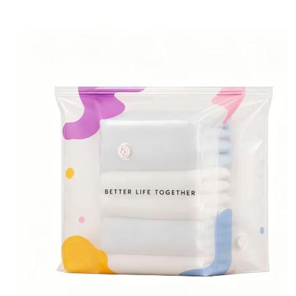 Sac de compression sous vide sans pompe nécessaire Grands sacs de rangement étanches Durables Grande capacité Sac de rangement 3D vertical pour vêtements Linge de lit 1pcs white