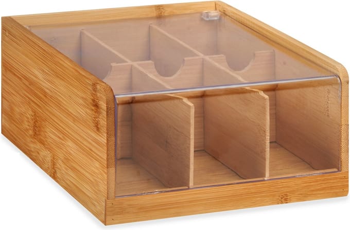 Kinvara Theedoos/Sorteerdoos 6-vaks - hout - bruin - 22x20x10 cm - Opberg box